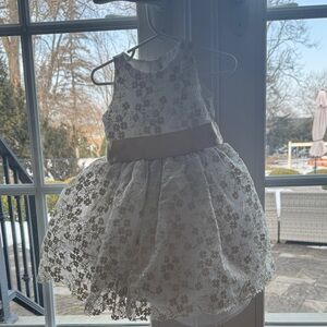 Janie and Jack White Floral Dress with Gold Sash